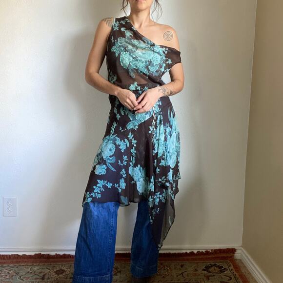 Y2K Beaded Asymmetrical Midi Dress - Picture 1 of 9